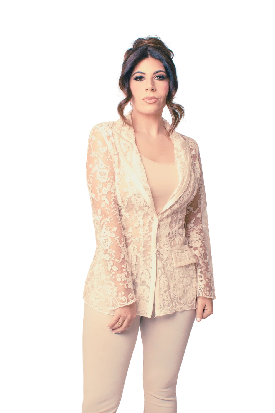Felicia Punzo in a blush outfit